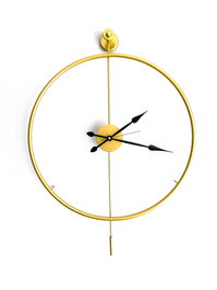 Wallity Mclock-00101 Reloj de Pared Decorativo de Metal Color Dorado 58x80cm